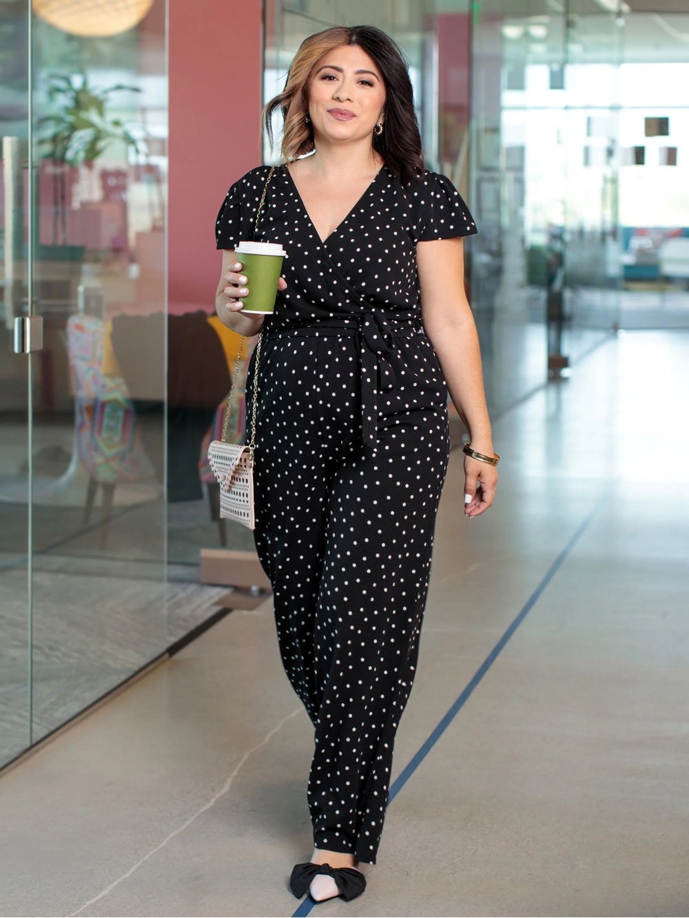 Lularoe Karen Black Polka Dot Jumpsuit chic and comfortable